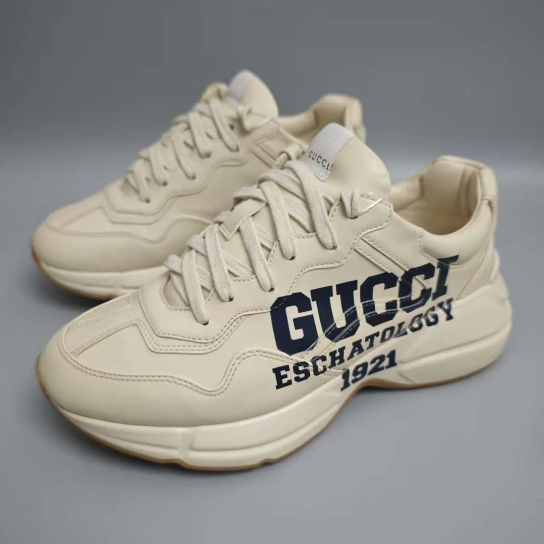 95新 GUCCI/古驰 米黄色经典25周年厚底老爹鞋 多尺码