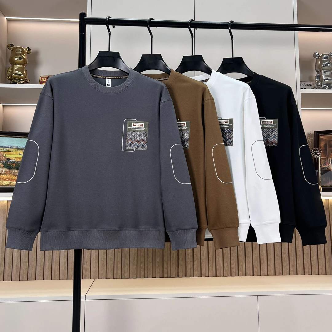 2024春秋新款重工贴布男士简约百搭青春休闲圆领套头卫衣【7709】