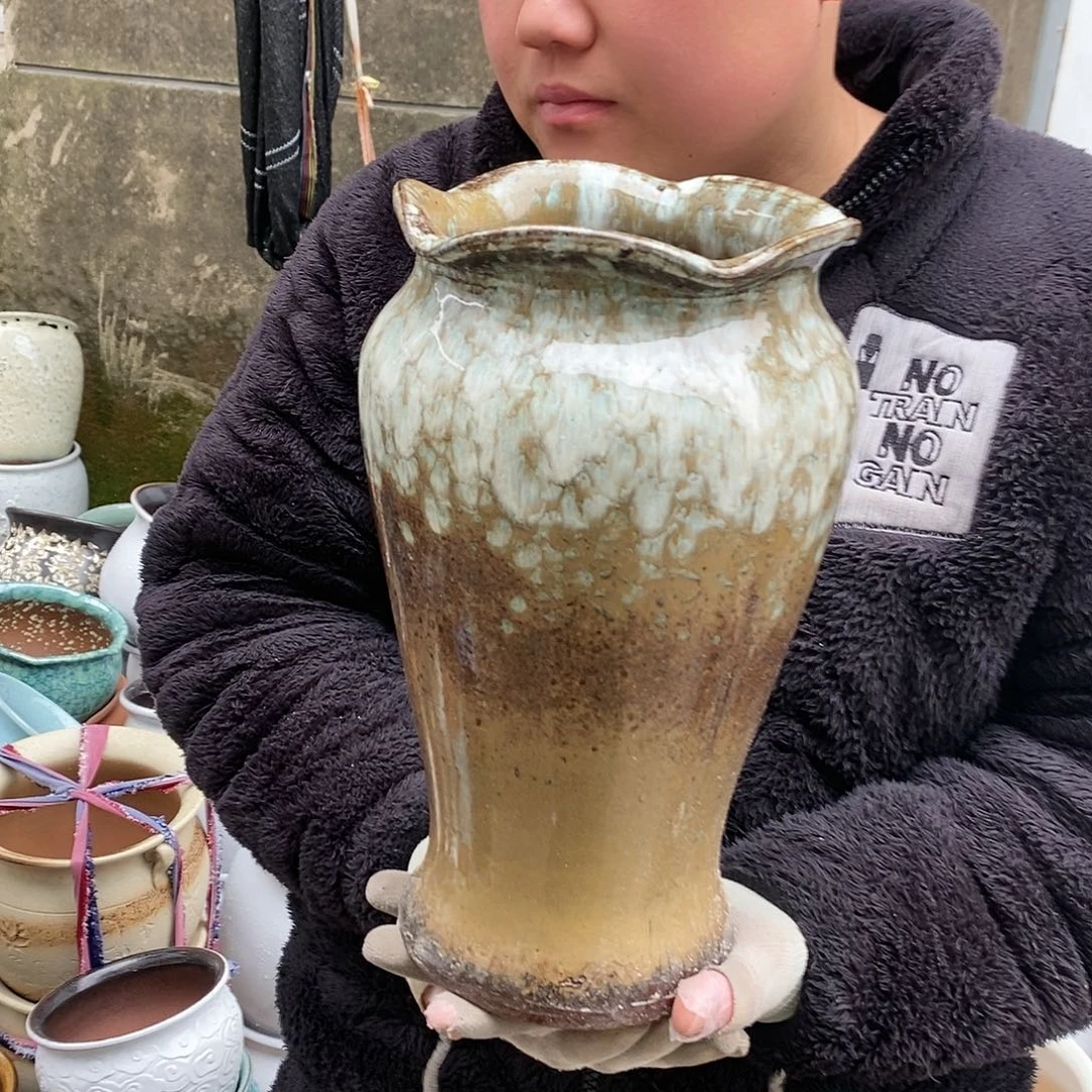 紫砂花盆瑕疵口17高30