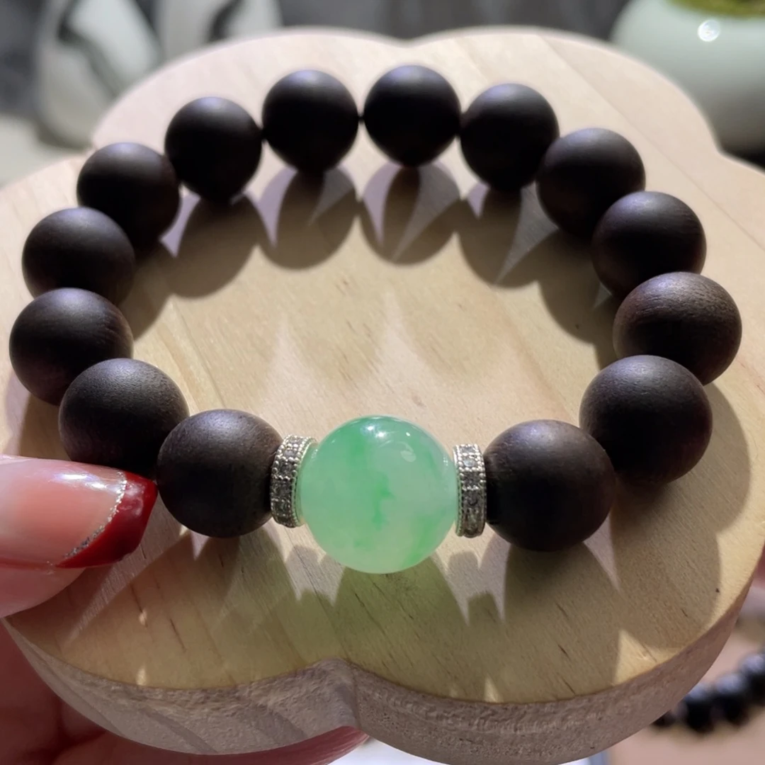 翡翠散珠小*盼天然缅a金丝绿单珠手串