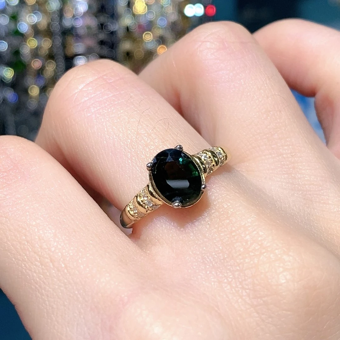 戒指蓝宝石银S925镶嵌天然蓝宝石