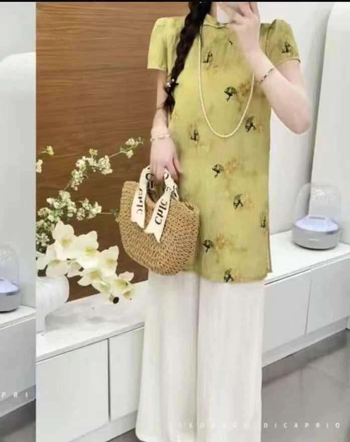 【洋洋精选】2025夏季新款百搭时尚简约气质国风短袖上衣