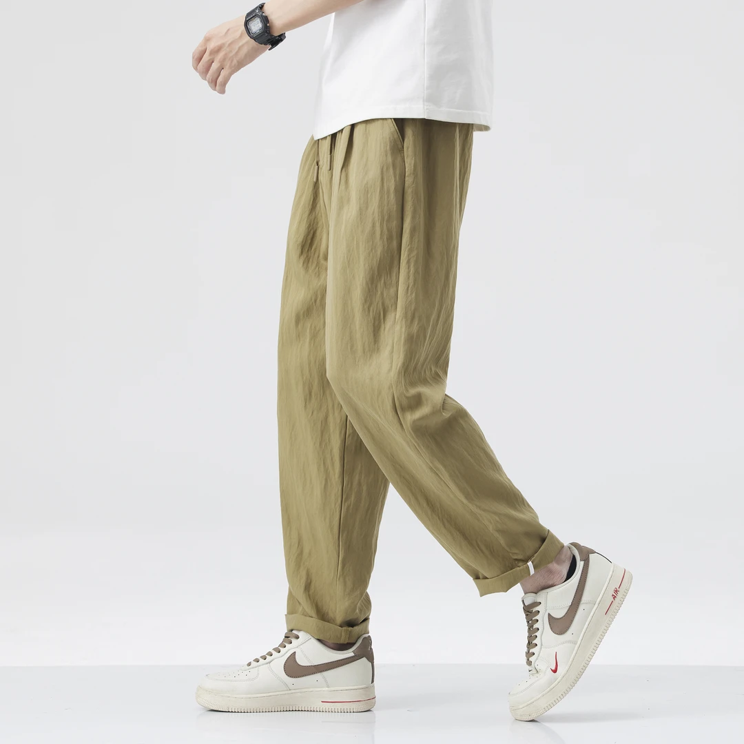 夏季新款莱赛尔天丝凉感宽松直筒薄款阔腿长裤男