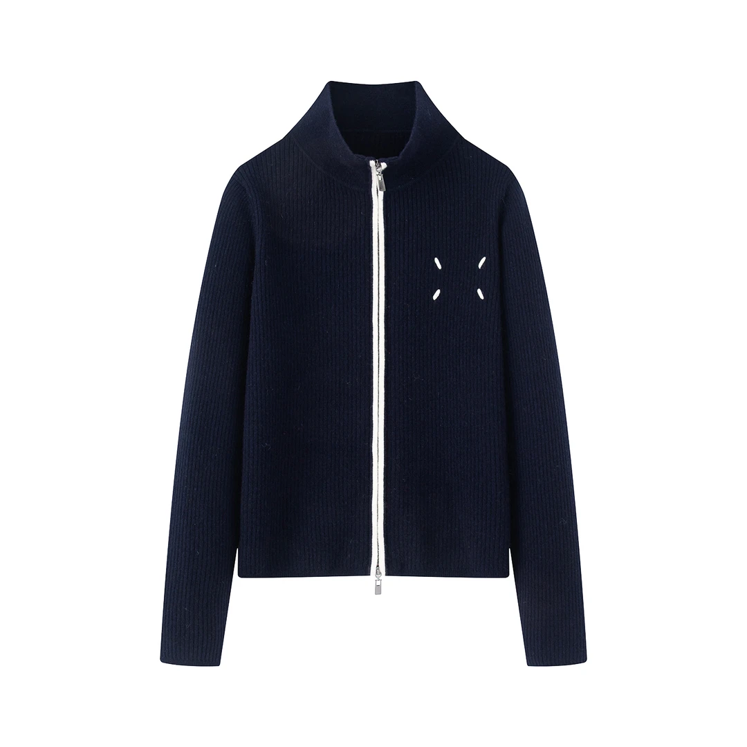 迪家纯色冬季长袖百搭立领针织衫W467123