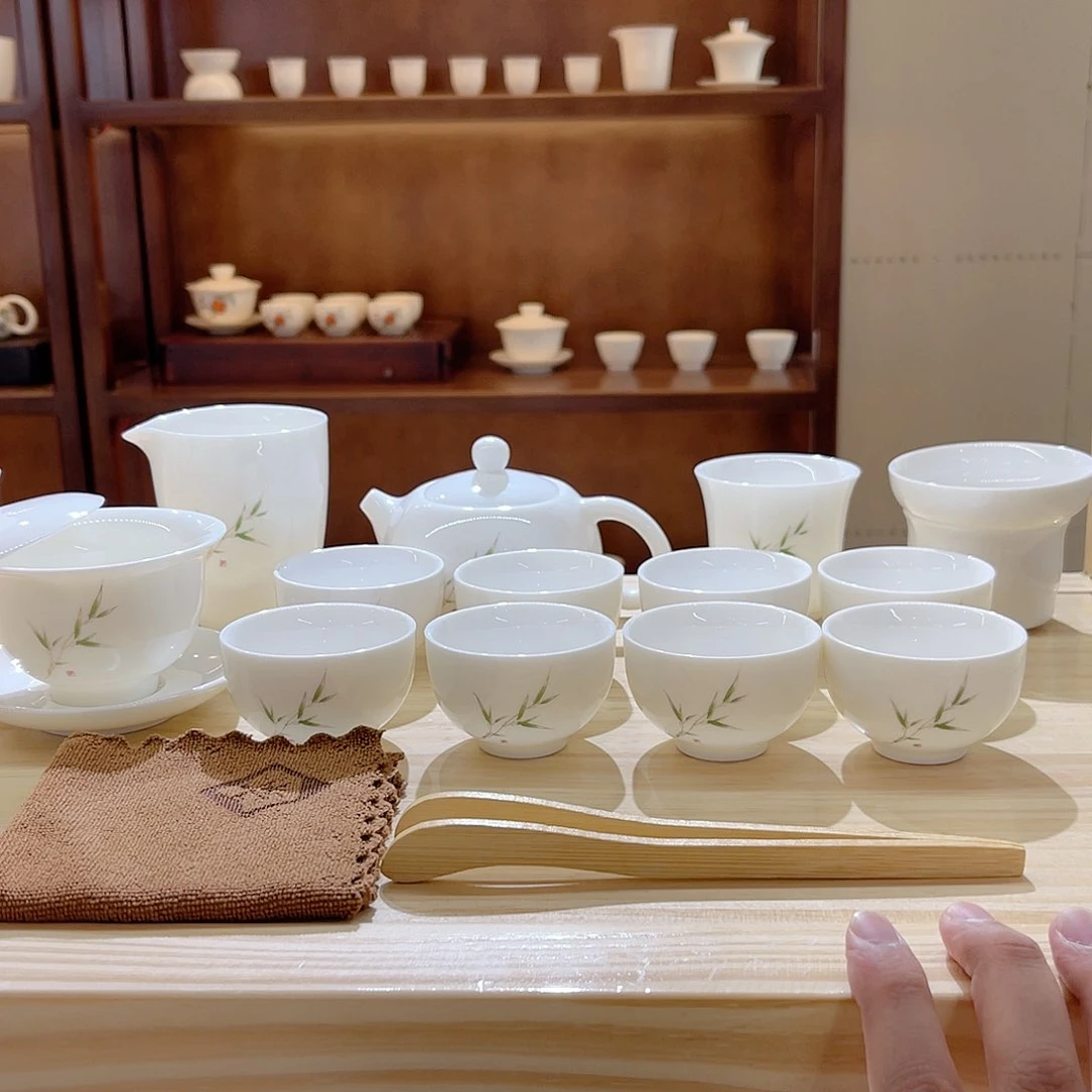 瓷片玄致羊脂玉瓷茶具套装