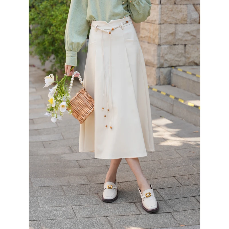 琦琦【风姿绰约】港风复古半身裙显瘦高腰百搭裙子YS1113105