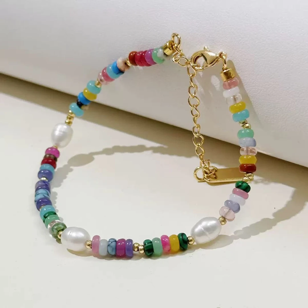 【绍兴龙华】天然珍珠碧玺多巴胺混彩手链S9011