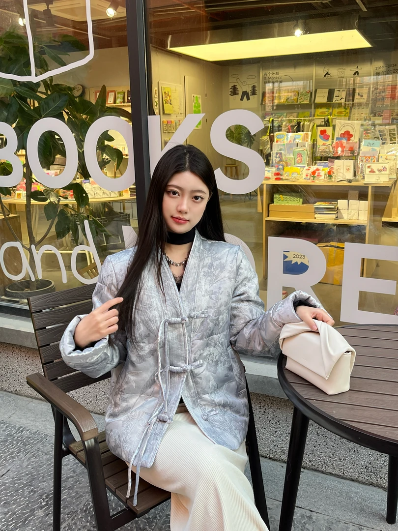 冬款上新国风气质休闲V领盘扣流苏华国风宽领棉服tyx-088