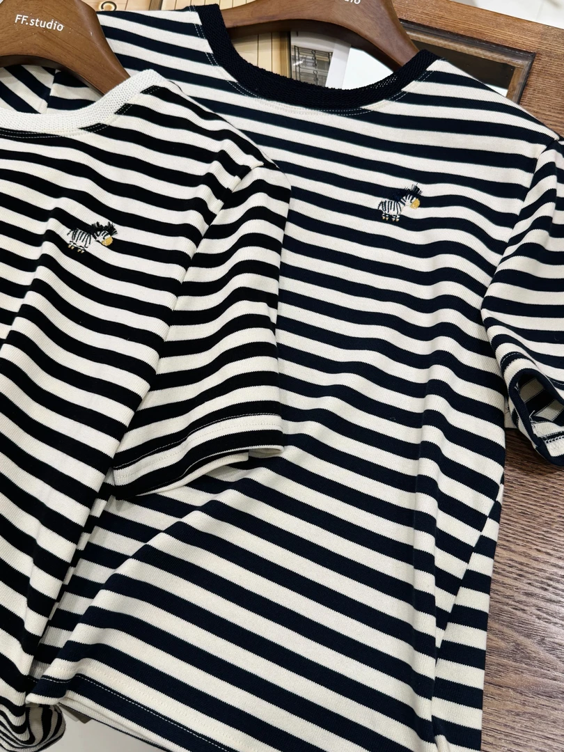 小斑马～趣味针织刺绣条纹T恤90-130#3150