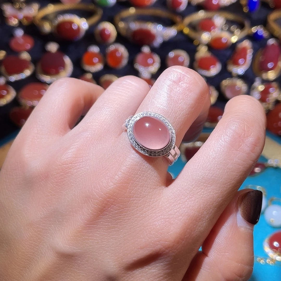 南红玛瑙银S925镶嵌戒指