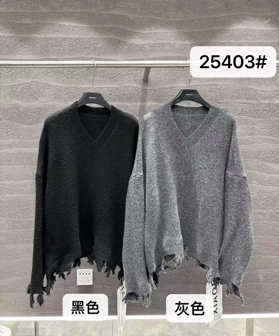 【佳老板】“25403”#秋款韩版气质洋气炸街女装不规则毛衣