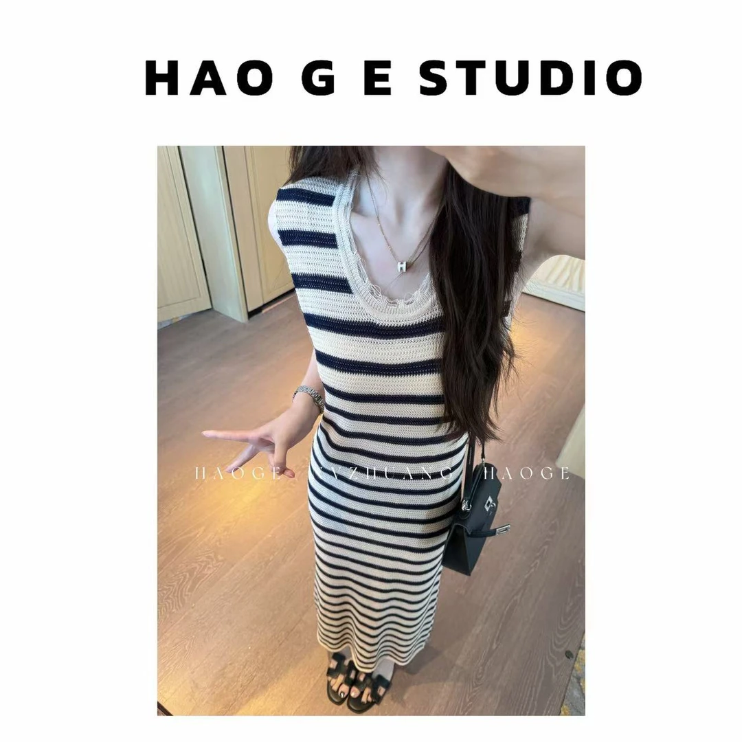浩哥严选●编织时光HGX5LYQ1955A连衣裙预时尚条纹气质夏季设计感