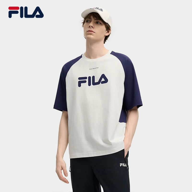 FILA斐乐男士2025年春夏新款休闲运动插肩袖短袖T恤F11M519101F