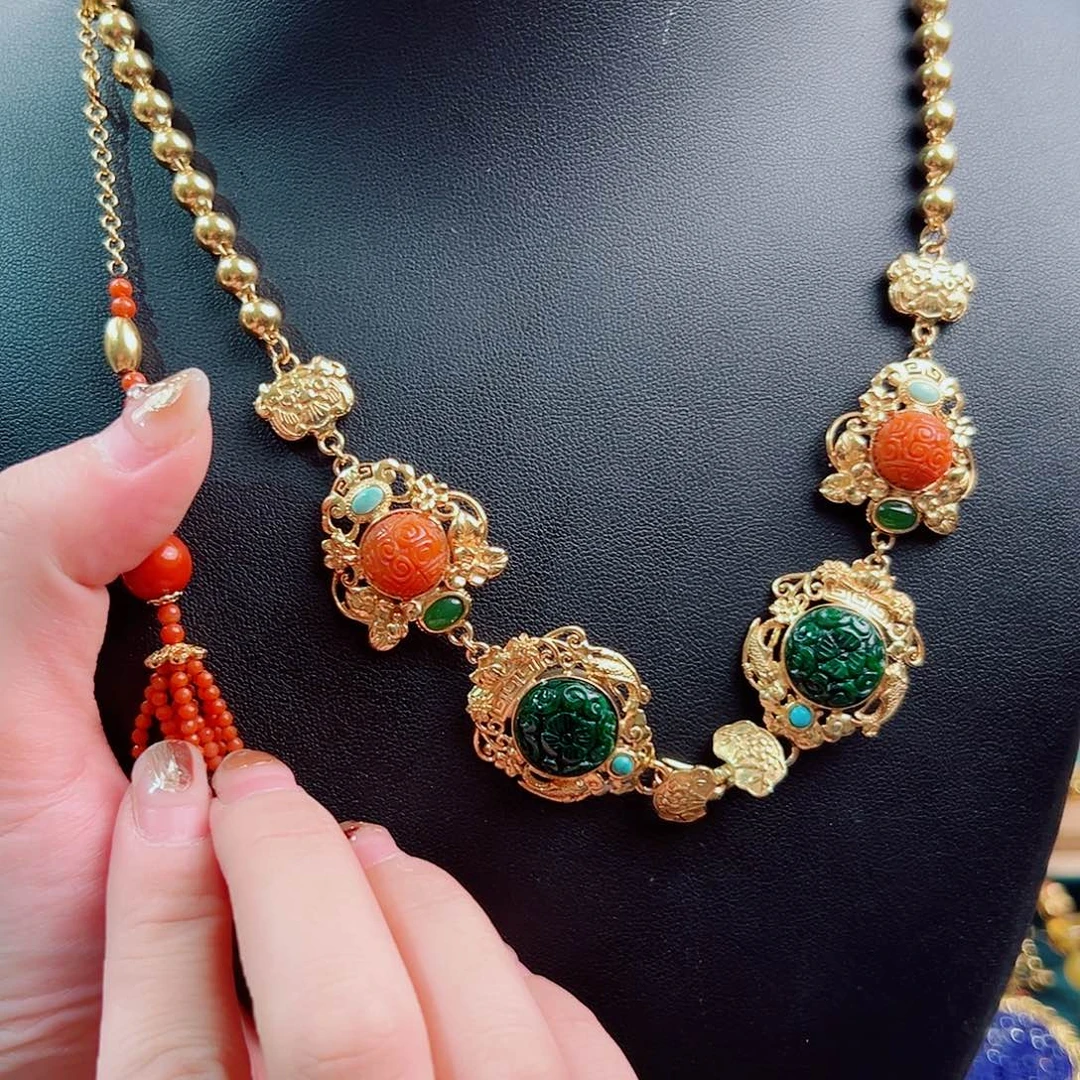 翡翠银S925镶嵌项链项链