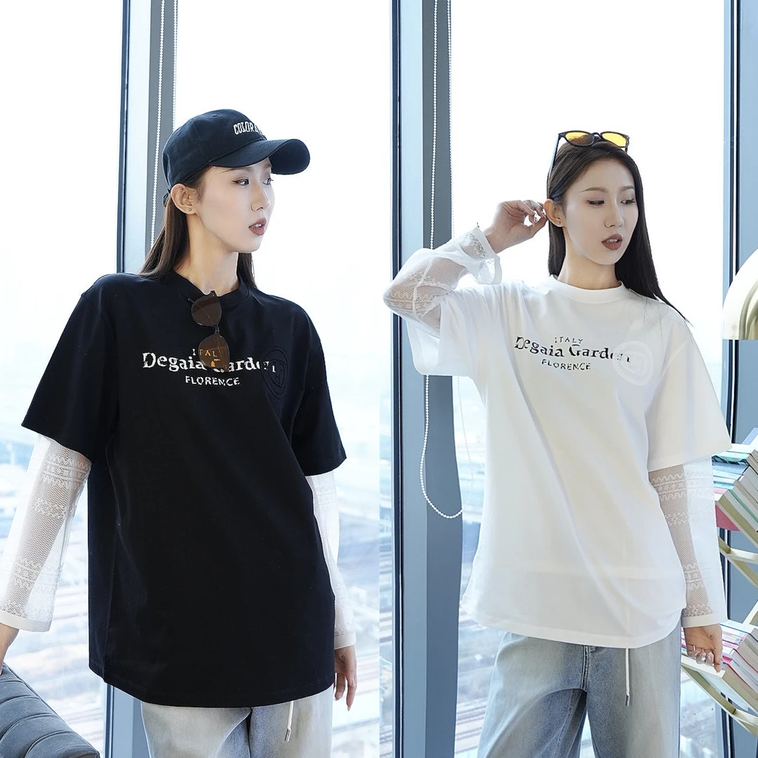 DEGAIA上衣 ｜同款多色全棉百搭时尚重工字母印花T恤201071