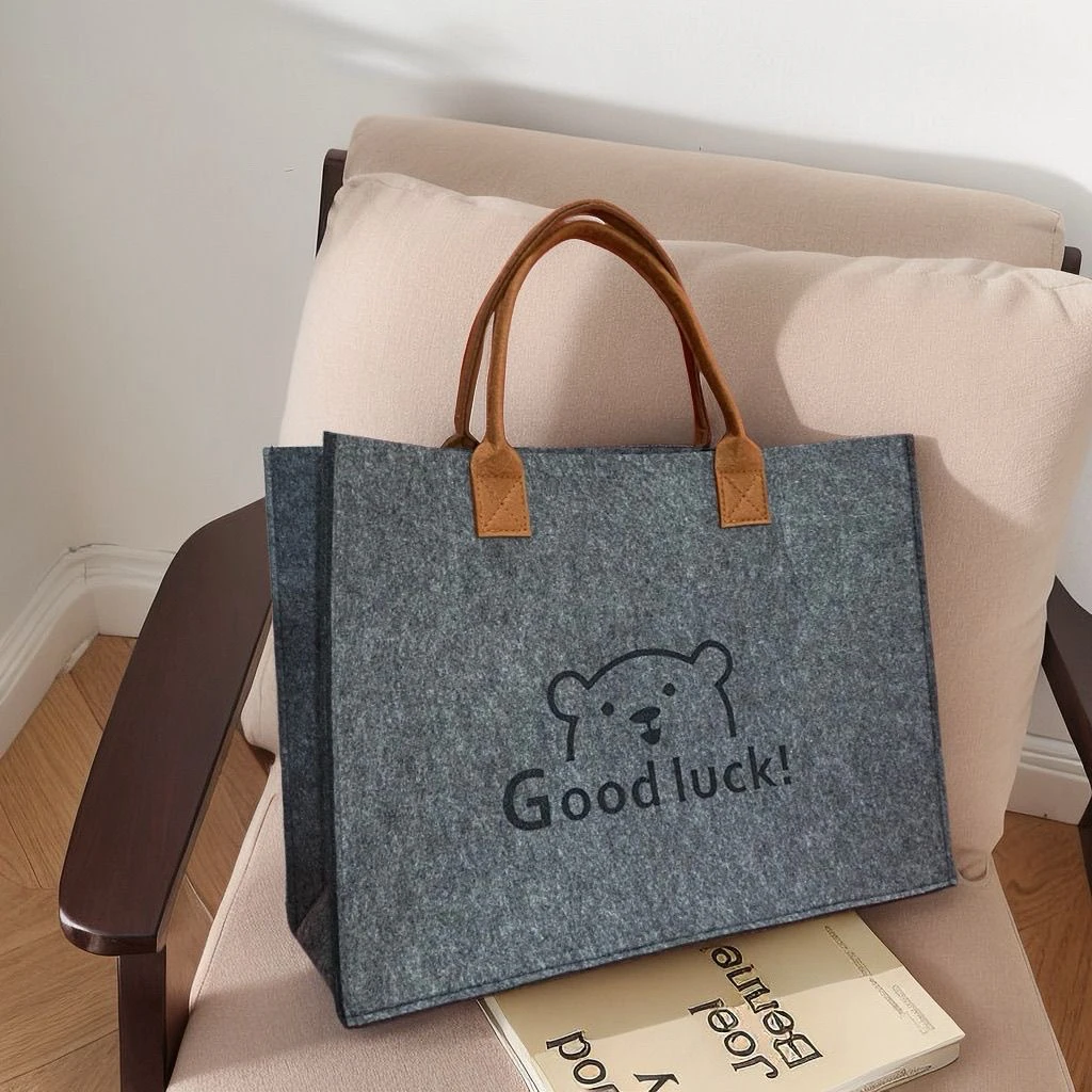 ins毛毡手提包高颜值单肩托特包可定制logo大容量便携购物礼品袋