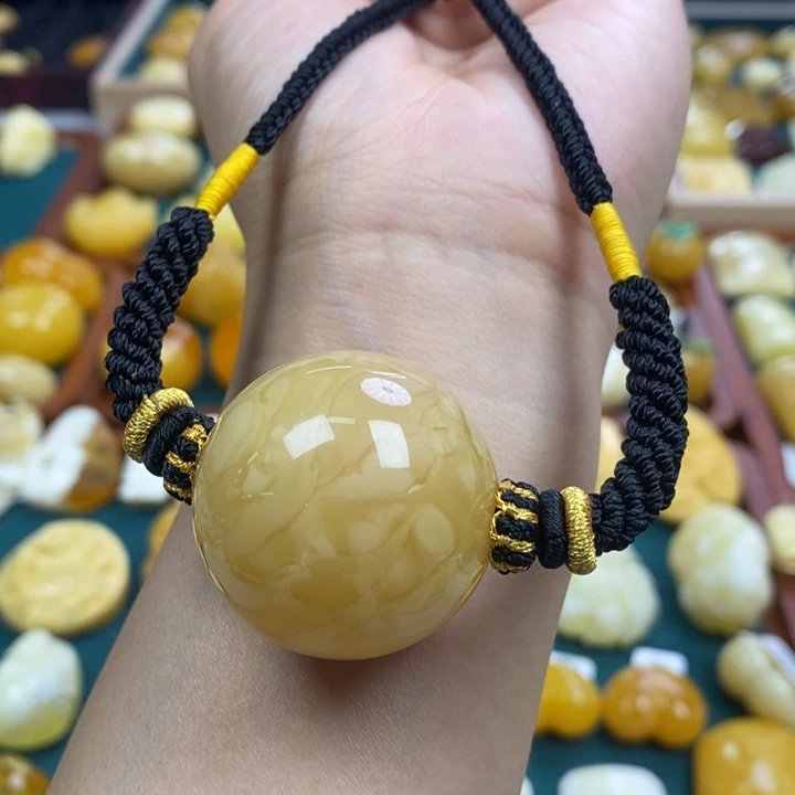 琥珀未镶嵌裸石33+锁骨珠链