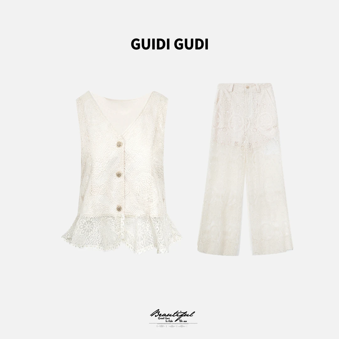 GUIDI GUDI【相遇那天】黄加蓝两件套马甲+休闲裤套装