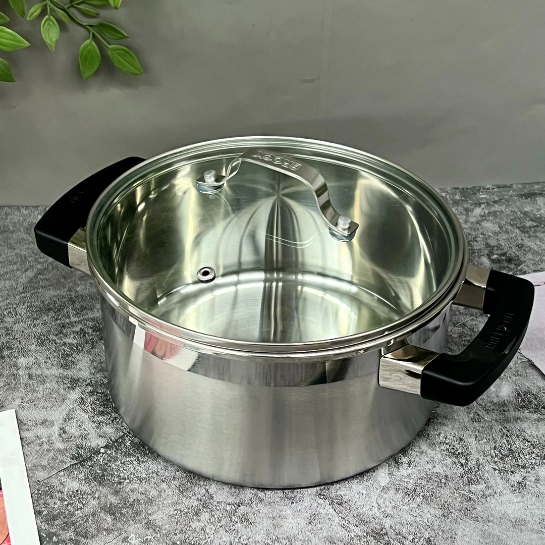 【捡漏】出口20cm加厚汤锅18-10食品级不锈钢一体成型3L不挑灶炖煮
