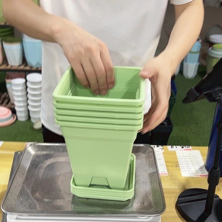 正品方盆口16高18果绿带托5只