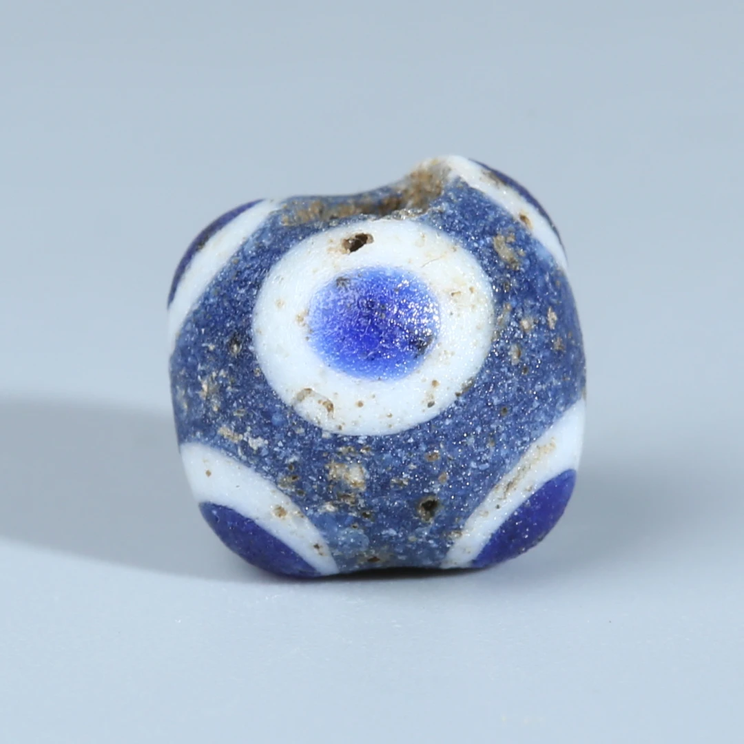 H07-013古罗马蓝胎蜻蜓眼琉璃珠 10*9mm