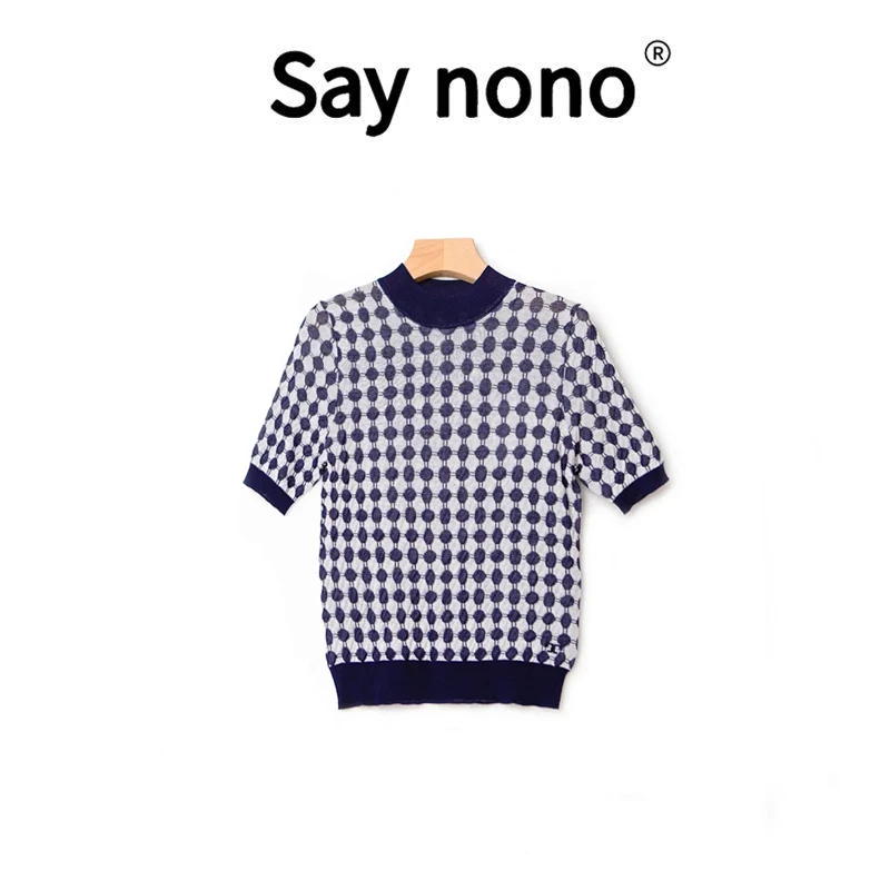 懒猫nonolSaynono撞色提花格子针织针织ZZS22183