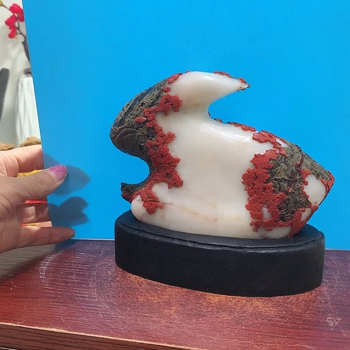 灵璧奇石白灵石摆件