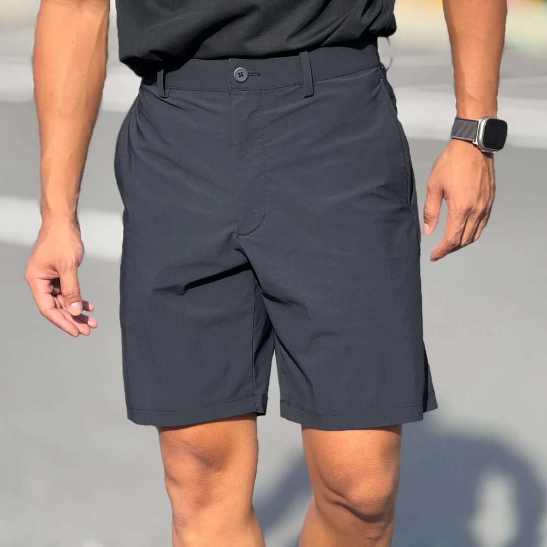 2025夏季LU感薄款西裤男士商务直筒凉感四面弹力五分宽松休闲裤