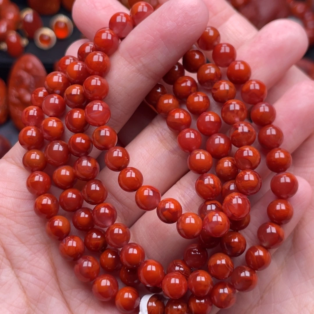 南红玛瑙未镶嵌珠宝奇石多圈7mm