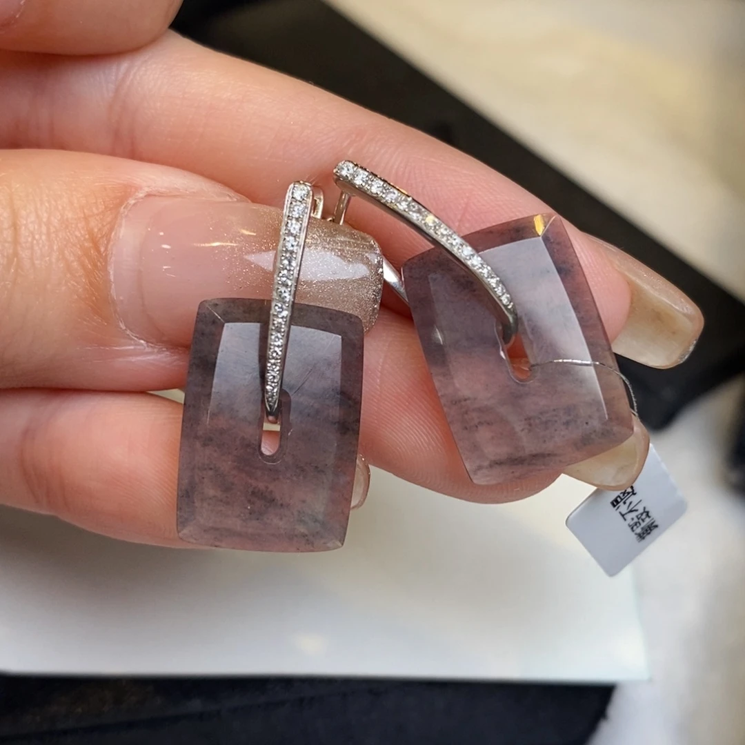 翡翠耳饰18K金镶嵌福贝