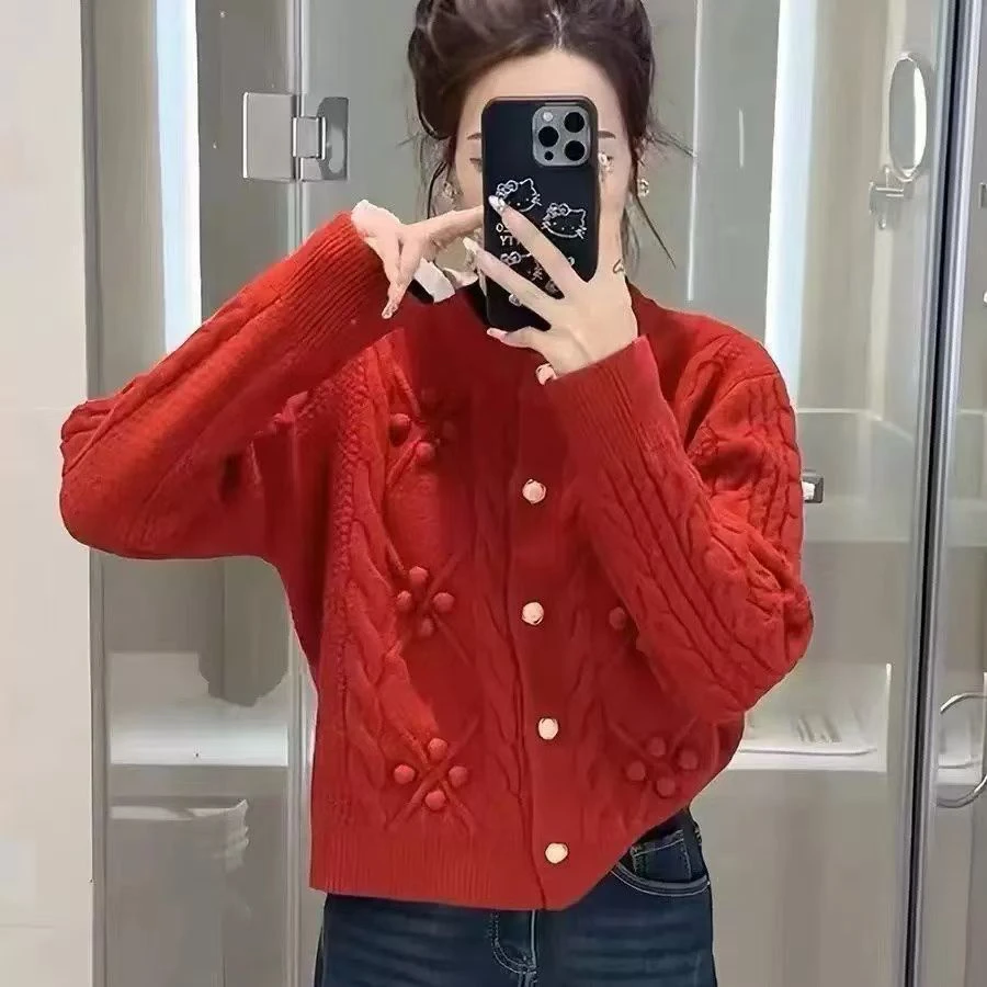 加厚毛眼毛球开衫