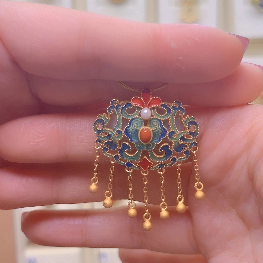 和田玉银S925镀金镶嵌颈饰