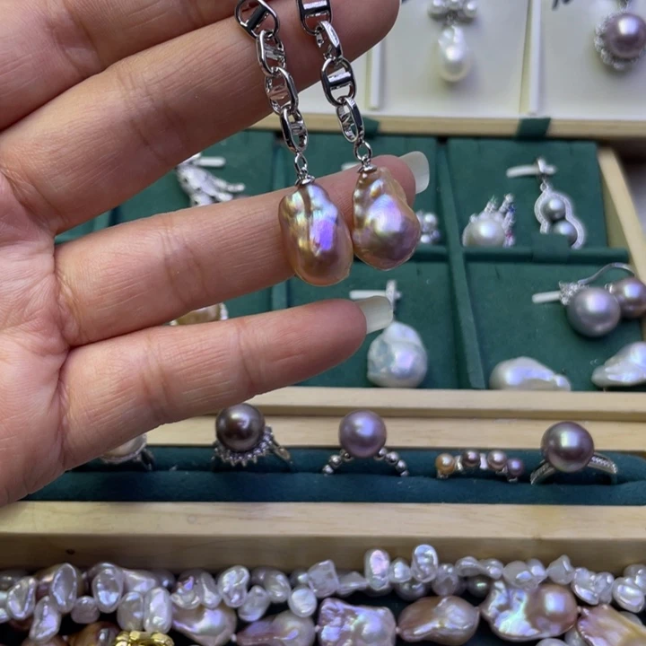 淡水珍珠耳饰合金