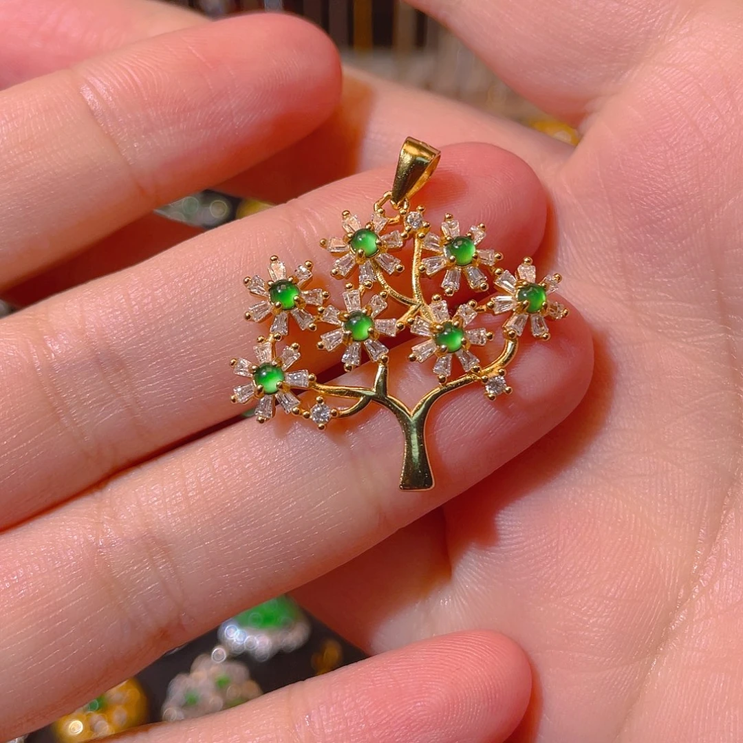 翡翠银S925镶嵌吊坠(不含链)