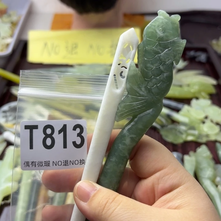 蛇纹石玉发饰合金无**某