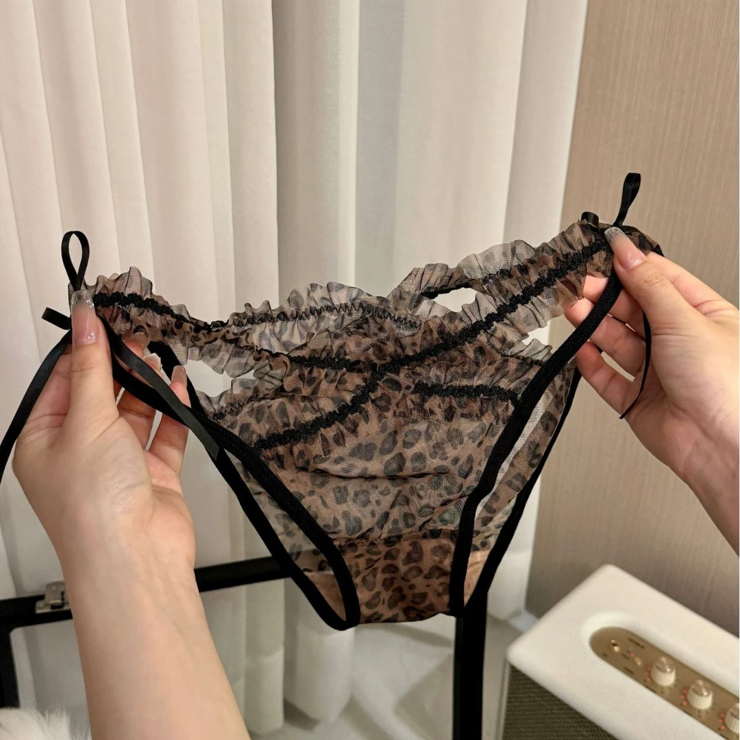 【Lace Lure】法式豹纹girl~性感低腰三角裤镂空薄款女士三角内裤