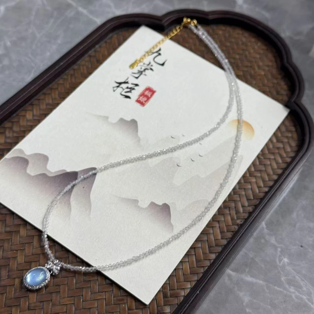 天然白水晶项链简约设计百搭—多样性发其一