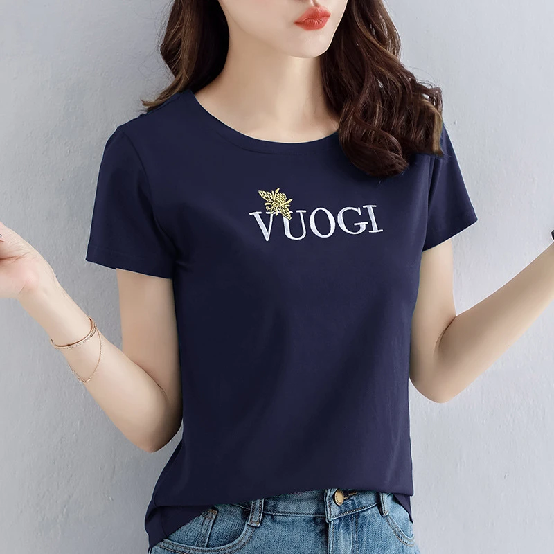 宝蓝圆领短袖t恤女2025年新款夏季女装短款上衣莫代尔白色半袖t桖