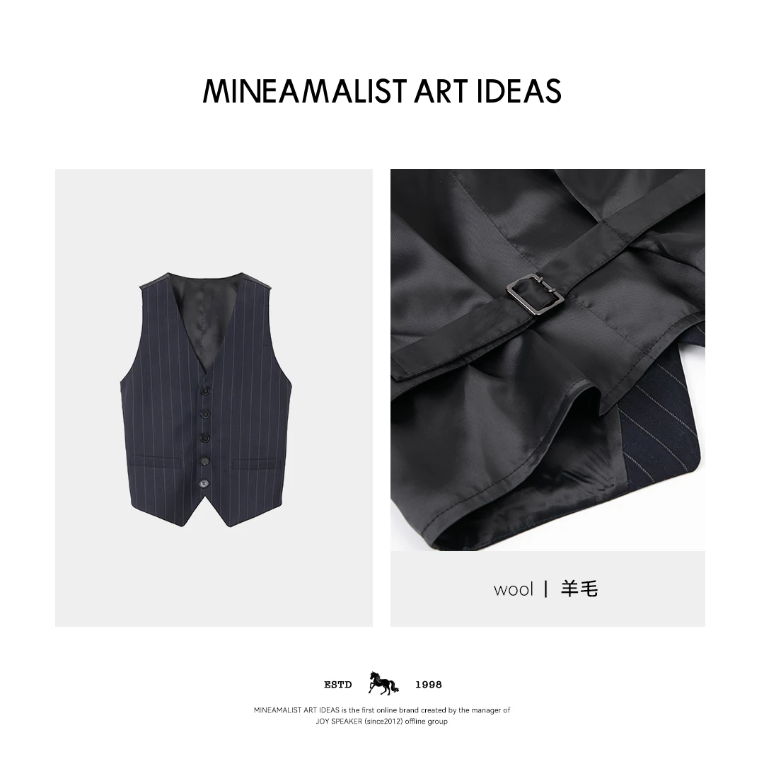 极简V领条纹马夹ZY2208