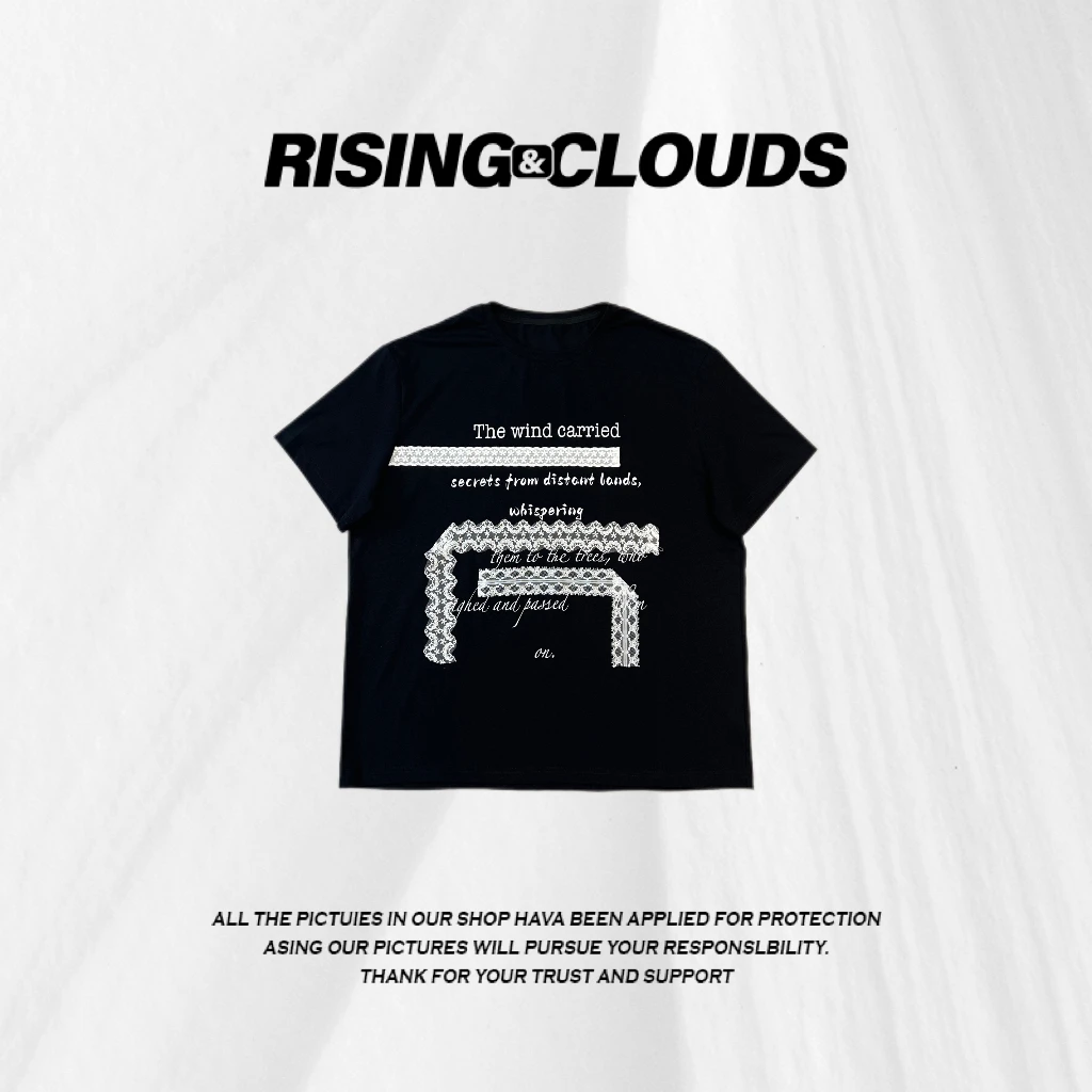 RISING&CLOUDS莎莎【云岩诗】夏季舒适宽松百搭辛伐T恤040792