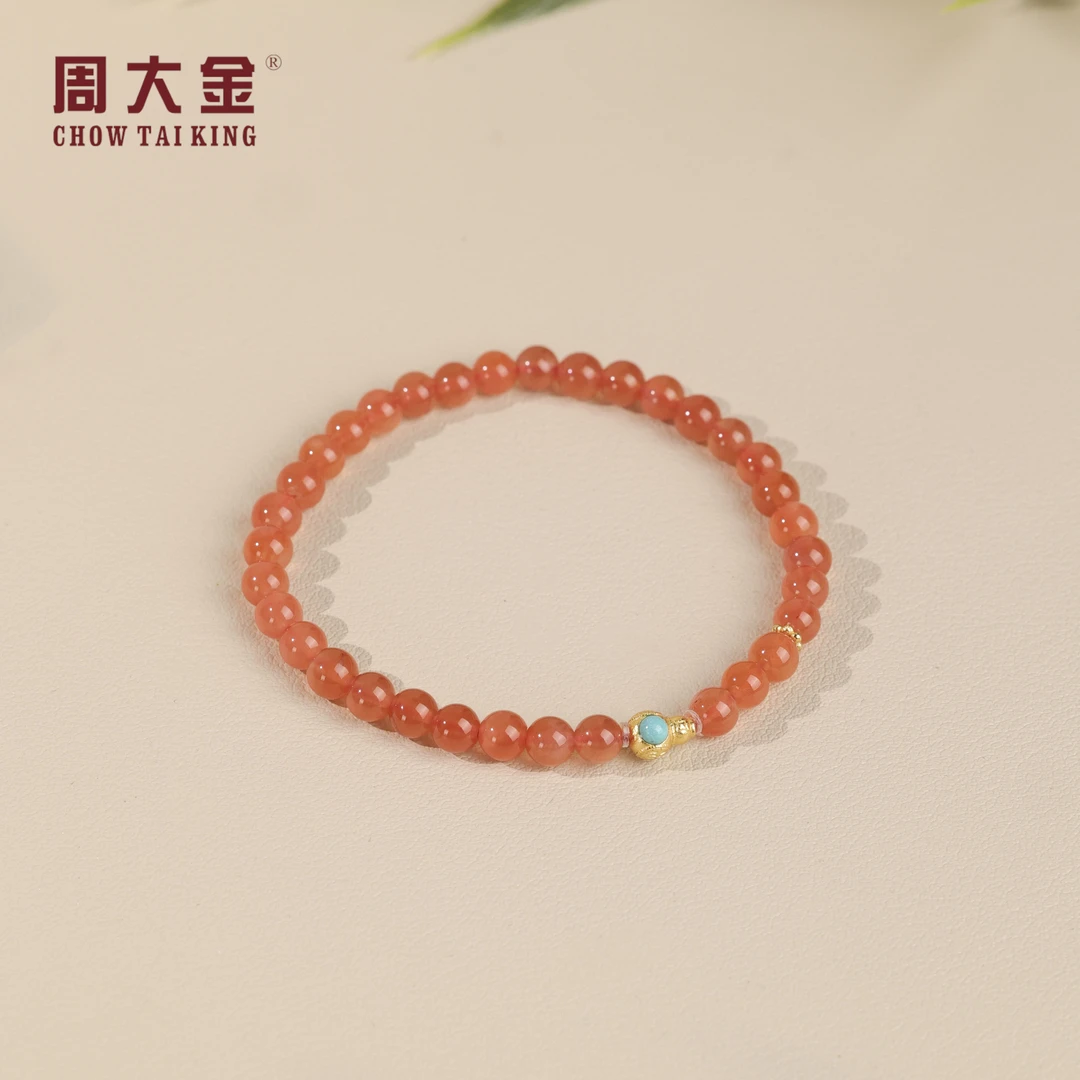 【周大金玉石】南红圆珠手串*s925银-S4226-娟