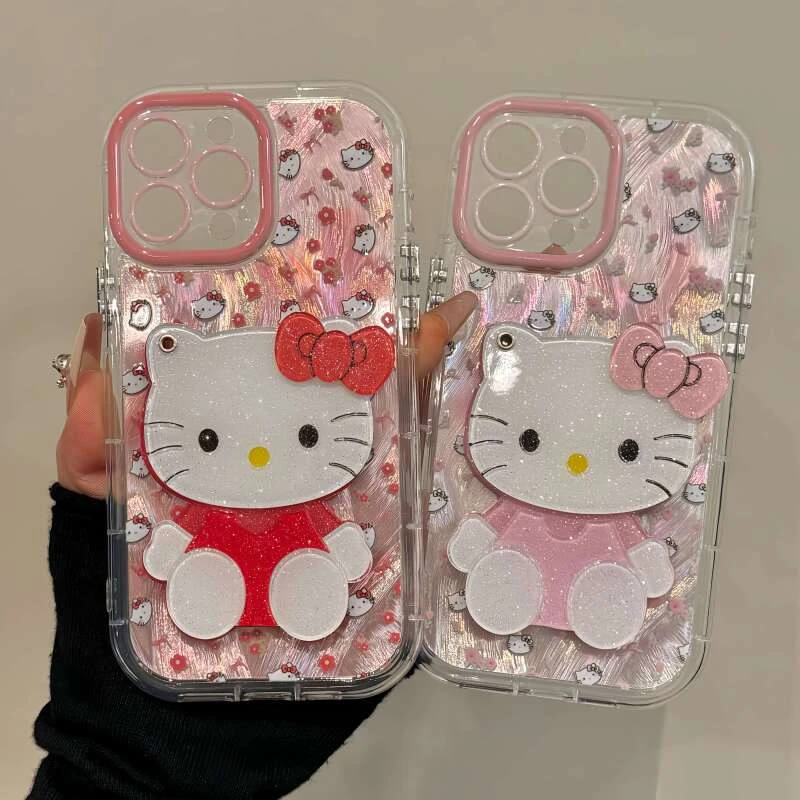 适用苹果16羽纱奶油手机壳iPhone15粉碎花凯蒂华为mate70新款小米