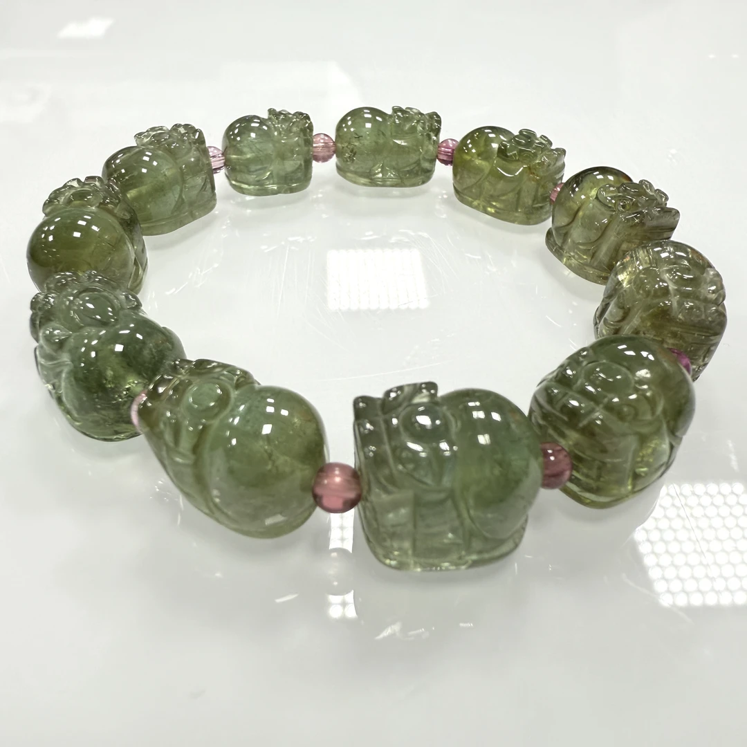【小宝晶选】天然绿碧玺貔貅单圈手链 多样性发一件 467XBJJ