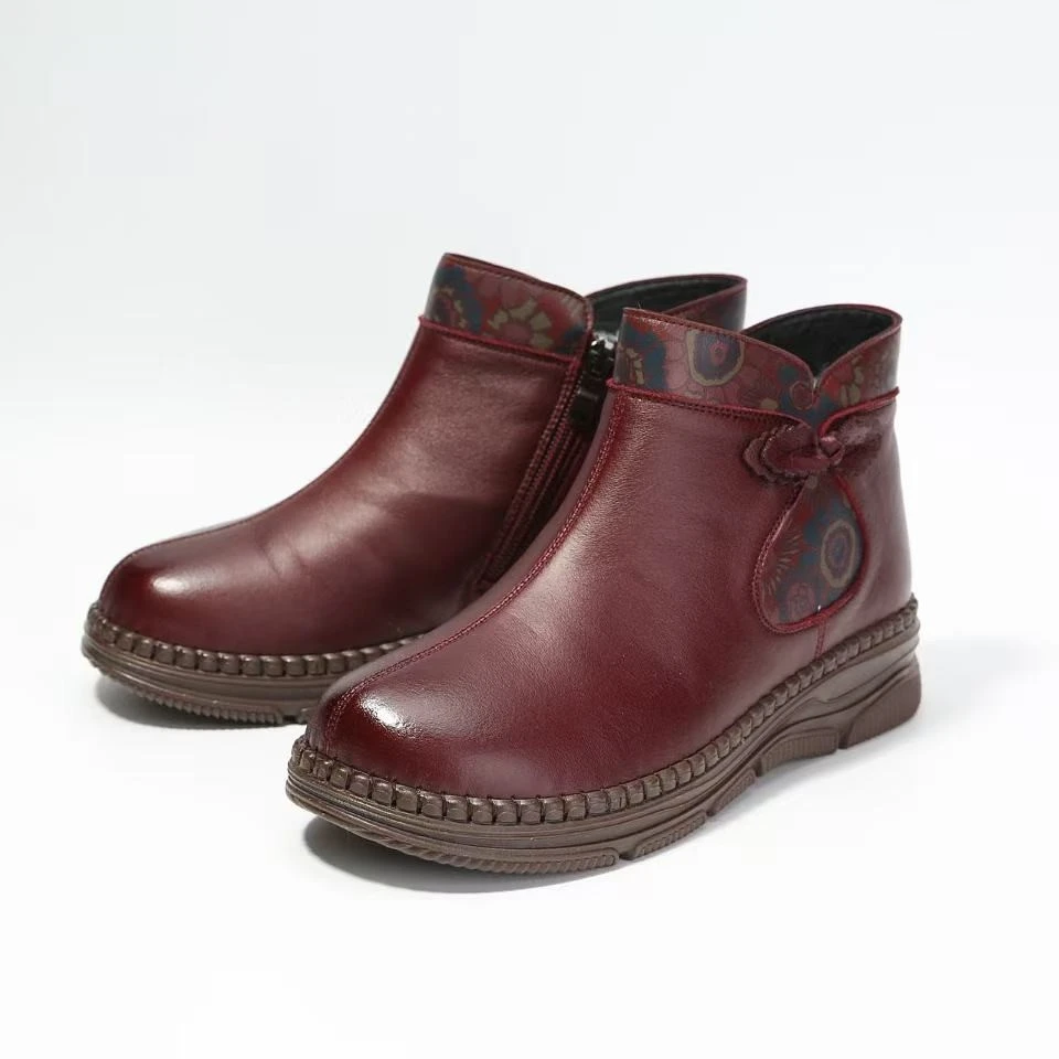 老美华女士冬季保暖时尚软底圆头布鞋434201054