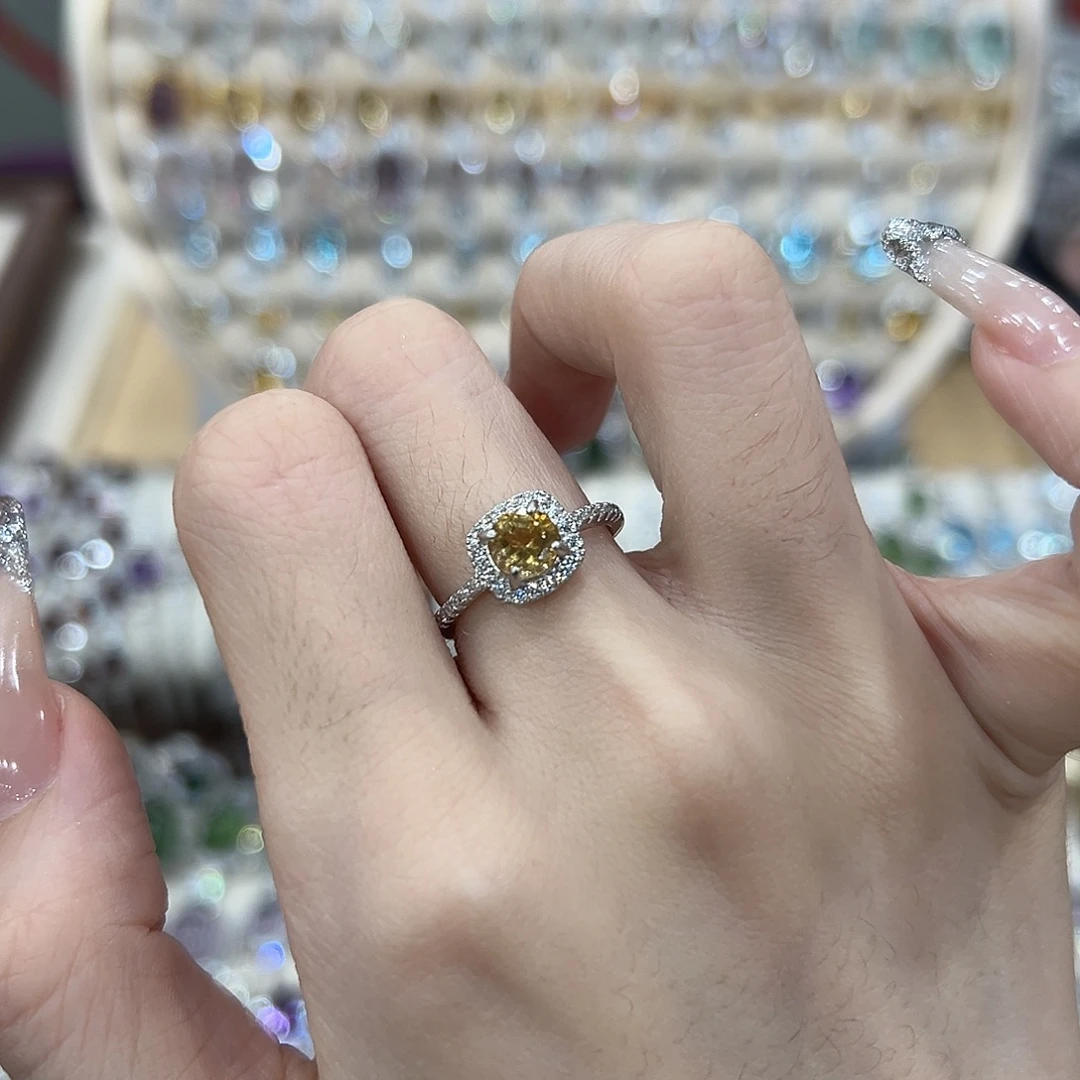 葡***果黄晶银S925镶嵌戒指