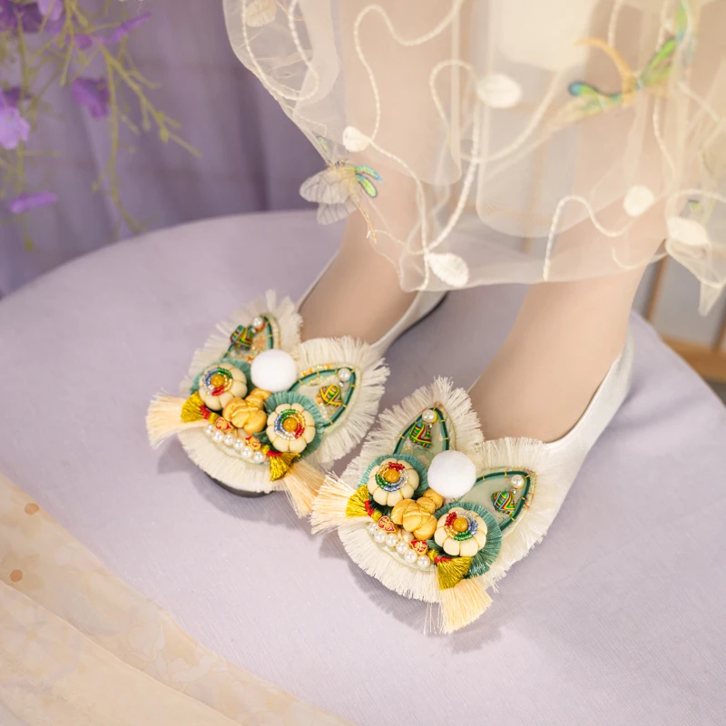 七彩国风女鞋新中式汉服鞋古风鞋子凉鞋女款2025新款爆款虎头鞋