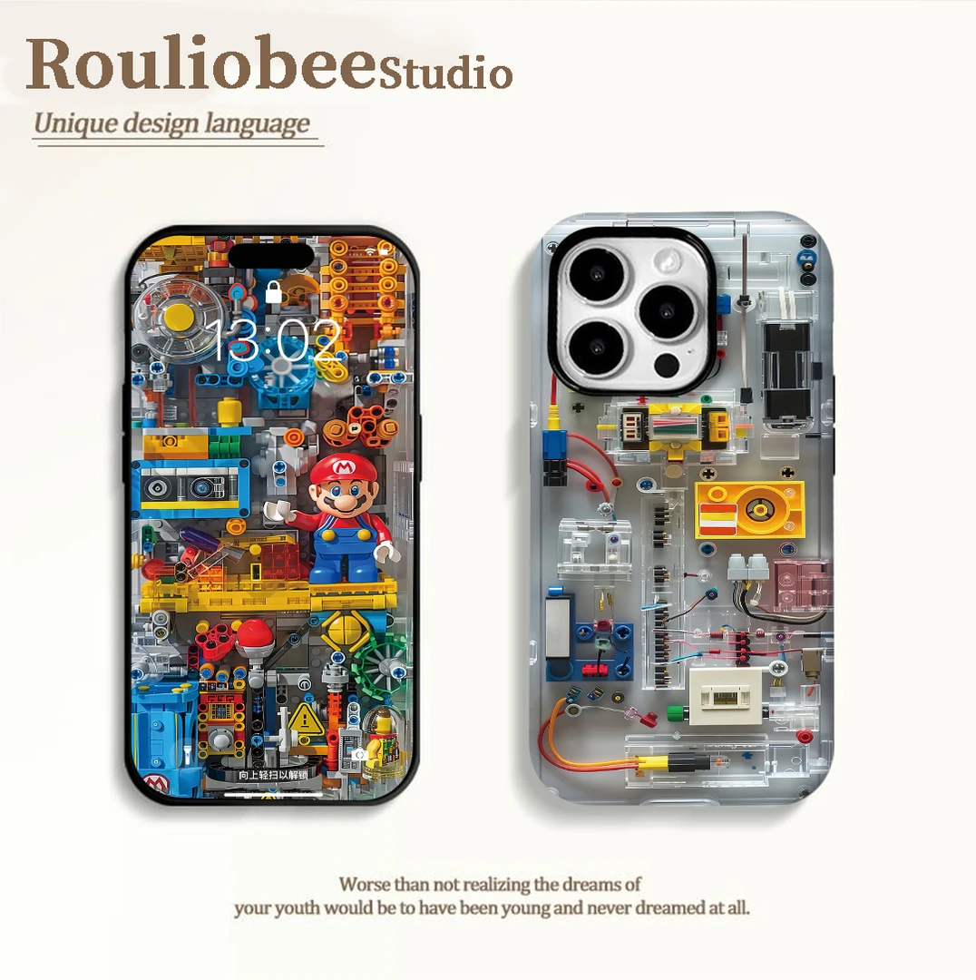 马里奥积木适用苹果16/15promax菲林手机壳华为P70vivo小米15oppo
