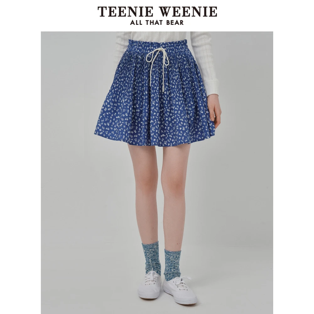 TeenieWeenie小熊半身裙25夏新款细褶碎花小清新短裙TTWH256316N