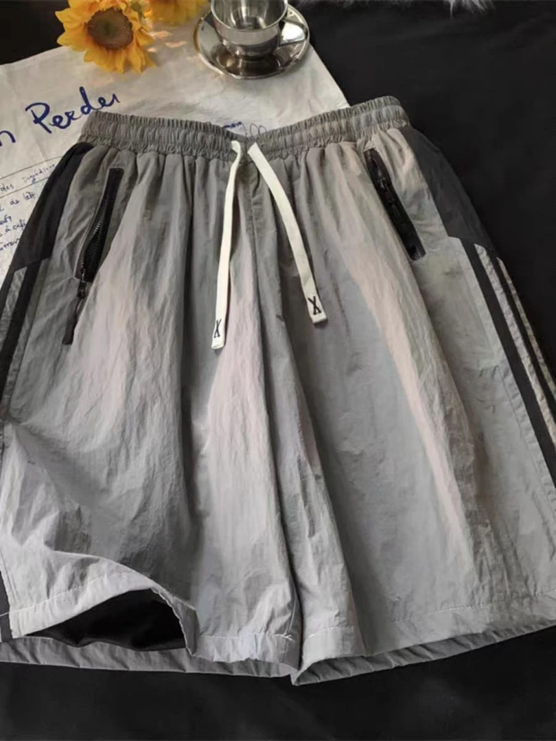 K80美式高街夏季潮牌撞色条纹薄款速干休闲运动短裤