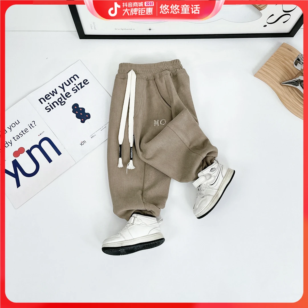 男童加绒裤子儿童休闲裤2025新秋冬装 D-BQ241066Y 悠悠童话童装